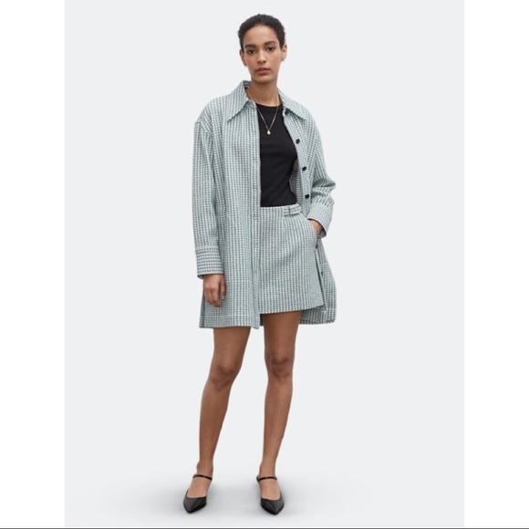 NWT CLUB MONACO Manteaux Plaid Green Oversized Shacket Sz S - Picture 1 of 7